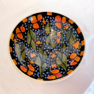 orange floral w/turquoise dots